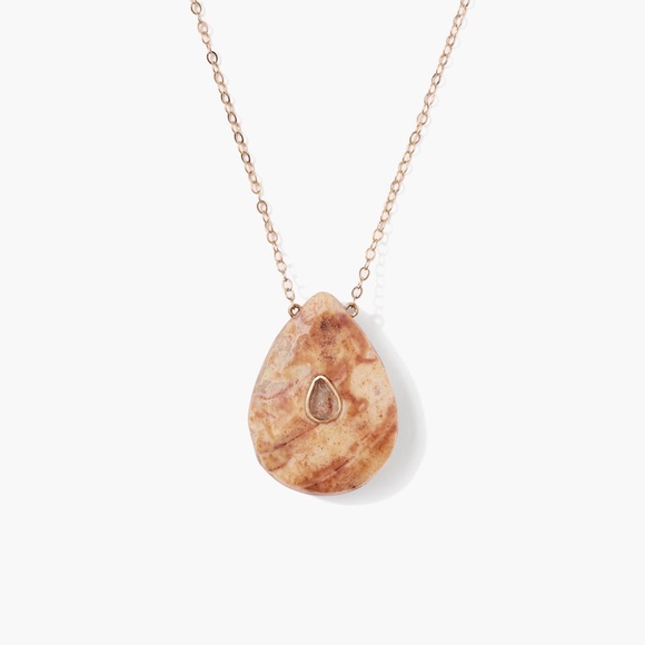 NWT CHAN LUU 14K GOLD TEMPLE DIAMOND SLICE AGATE PENDANT NECKLACE $700